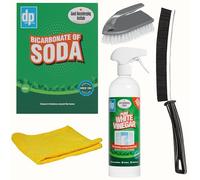 Baking Soda For Cleaning Bundle Set With Dri-Pak Bicarbonate Of Soda, Pure White Vinegar, Microfiber Towel, Scrubbing Brush Heavy Duty & Crevice Cleaning Brush - Eco Cleaning Kit For Home Surfaces