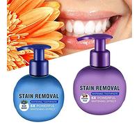 Baking Soda Whitening Toothpaste, Passion Fruit/Blueberry Natural Intensive Stain Remover, Strong Cleaning Power Natural Stain Remover Fluoride-Free Toothpaste (Blue+Purple)