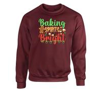 Baking Spirits Bright Christmas Jumper Mens Sweatshirt Funny Festive Holly Xmas Gift Sweat Maroon - Large