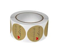 Baking Sticker Roll, Made with Love Stickers, Handmade Paper Love Labels, Self-Adhesive Round Sticker Roll for Scrapbooking, Envelope Seals, Baking Packages