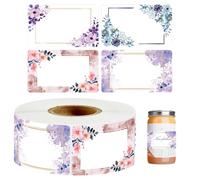 Baking Stickers - Flower Design DIY Sticker - Self Adhesive Labels for Jelly Jars, Preserves, Mason Jars, Etc., with Blank Area for Writing.