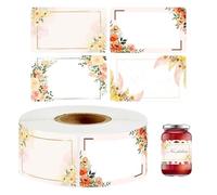 Baking Stickers - Flower Label Roll, Canning Jar Tags | 250pcs Decorative Adhesive Stickers, Blank Writable Labels for Jars Jelly Jars Freezer Boxes Pantry Storage and Gift Wrapping