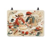 Baking Stove Top Cover for Electric Stove, Autumn Cozy Apples Flour Fall Brown Washable Stovetop Cover Board for Glass Surface Festive Holiday Kitchen Decor 28x20 Inch