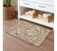 Baking Theme Quick Dry Bath Mat, Biscuits and Heart Pattern Absorbent Non Slip Shower Mat, Year-Round Flannel Washable Bath Rugs for Bathroom Decor 20x32 Inch