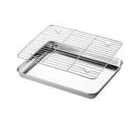 Baking Tray - 35 x 35 cm Non-Stick Square Stainless Steel Pan, Cooling Rack, Durable Cooking Grid, Grill for Outdoor, Table Trolley, Yard, Patio, Lawn, Backyard, Garden