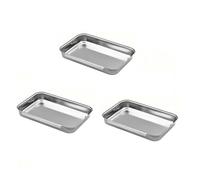 Baking Tray 3PCS Multifunctional Stackable Marinating Meat Pans Dishwasher Safe Stainless Steel Breading Trays Set(3 Pcs)