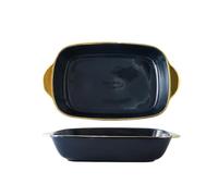 Baking Tray Exquisite Household Double Handle Plate High Temperature Resistant Dish Ceramic Tableware Baking pan(Blue)