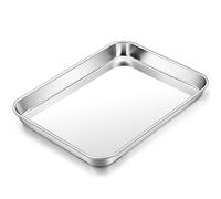Baking Tray, HaWare Stainless Steel Mini Cake Tray, Oven Tray, Rectangular Grease Pan for Baking, Cooking, Serving, 23.7 x 17.7 x 2.5 cm, Non-Toxic and Healthy, Easy to Clean and Dishwasher Safe