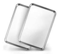 Baking Tray Set, 2 PCS Stainless Steel Oven Trays - Easy Cleaning Baking Sheets Pans Set, Large Rectangle Baking Trays for Cooking- 40 x 30 x 2.5 cm, Non Stick & Dishwasher Safe