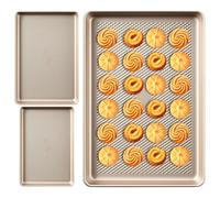 Baking Tray Set - Non-stick Baking Trays for Oven - 3 Pieces Half Size Quarter with Gypsy Arm Mold Baking Utensils for Bread Cake Bacon P