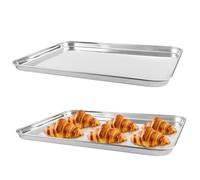 Baking Tray Set of 2,26.5 x 20 x 1.2 cm Stainless Steel Oven Sheet Sets,Non Stick Metal Cookie Pans,Easy to Clean,Cookie Sheets Pan for Baking Bread,Cookies and Chicken