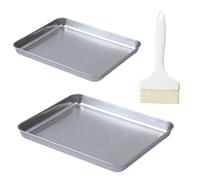Baking Tray Set of 2, Stainless Steel Oven Tray Set, Large Rectangle Baking Pans, Cookie Sheets Pan for Baking Cooking Serving Non Toxic Rust Free Dishwasher Safe