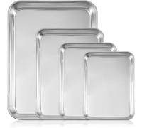 Baking Tray Set of 4, 4 Pack Non Stick Oven Baking Tray, Essentials Stainless Steel Oven Sheet Sets, Rimmed Pan Baking Sets -Healthy & Non Toxic