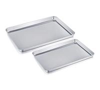 Baking Tray Sheet Set of 2, Stainless Steel Tray Baking Pan Professional, Non Toxic & Healthy, Mirror Finish & Rust Proof, Easy Clean & Dishwasher Safe