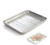 Baking Tray Stainless Steel Baking Sheet Drip Pan Cookie Sheet Pan Tray with Cooling Rack Easy Clean Dishwasher Safe(22x17.5cm/9x7in)