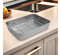 Baking Tray, Stainless Steels Deep Pan With Cooling Rack Cover Set, Kitchen Storage Baking Pan With Lid For Dishwasher(26x20x5cm)