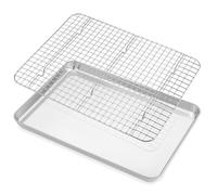 Baking Tray with Cooling Rack, Onader Stainless Steel Large Baking Mould, Rectangular Oven Tray with Cake Rack Set, 40.5 x 30.5 x 2.5 cm, Dishwasher Safe and Durable