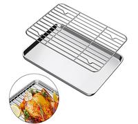 Baking Tray with Rack Set, Stainless Steel Baking Sheet with Cooling Rack 12 x 10 x 1 in, Easy Clean & Dishwasher Safe, Oven Trays for Bread/Biscuits/Meat Cooking