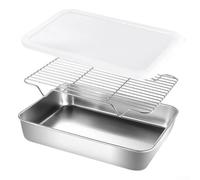 Baking Tray with Rack, Stainless-Steel Cookie Pan Baking Tray with Cooling Rack, Cookie Sheet Pans for Kitchen Preparation, Fresh Storage(Large)