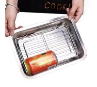 Baking Trays Set- Sheet Pans for Baking, Stainless Steel Cooling Rack, Oven Cookie Sheet Bakings Tray Set | Multipurpose Pan for Fruit Vegetable Meat Bread Cake BBQ Grilling Kitchen Cooking Apartment