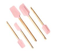 Baking Utensils 5 Piece Silicone Spatula Collection Wooden Handle Spoonula Jar Scrapers for Mixing Spatula