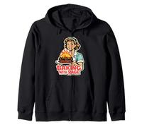 Baking With Rage Retro 1950s Housewife Pop Art Humor Zip Hoodie