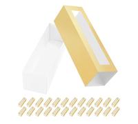 BAKIPACK 25 Macaron Boxes for 6 Macarons Gold Macaron Boxes with Interior Measurement 7.3" x 1.9" x 1.9" Macarons Gift Boxes with Clear Window (without Macaron inside)