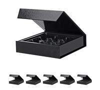 BAKIPACK 6 Truffle Boxes, Chocolates Boxes, Black Truffle Gift Boxes Packaging with 9-Piece Plastics Tray, Magnetic Closure Lid 5.7x5.7x1.3 Inches