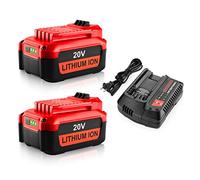 Bakipante 2Pack Replace 6.0Ah V20 Battery and Fast Charger for Craftsman CMCB104 Compatible with Craftsman 20V Max Battery CMCB202 CMCB204 CMCB206 CMCB201 CMCB100 CMCB124 Power Tool Drill Charger