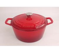 Bakken Enameled Cast Iron Dutch Oven Pot, 6QT Dutch Oven for Bread Baking, Braising & Roasting, Kitchen & Campfire Cooking, Moisture-Locking Lid, Oven Safe Up To 500°F, Works on All Cooktops, Red