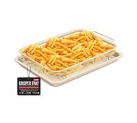 Bakken- Swiss Crisper Tray - 2-Piece Set - White Marble, Non-Stick Basket Design for Healthier Cooking in Regular Ovens - Achieve Perfectly Crispy Chips, Bacon and More