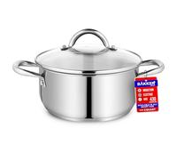 Bakken-Swiss Deluxe 3-Quart Stainless Steel Stockpot w/Tempered Glass See-Through Lid - Simmering Delicious Soups Stews & Induction Cooking - Exceptional Heat Distribution - Heavy-Duty & Food-Grade
