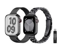 baklon 2-Pack Women Stainless Steel Strap Compatible with Apple Watch Strap 42mm(Series 3/2/1) 44mm 45mm 49mm 46mm, Compatible with iWatch Series Ultra/Ultra2/SE2/SE/10 9 8 7 6 5 4 3 2 1, Black