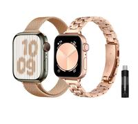 baklon 2-Pack Women Stainless Steel Strap Compatible with Apple Watch Strap 42mm(Series 3/2/1) 44mm 45mm 49mm 46mm, Compatible with iWatch Series Ultra/Ultra2/SE2/SE/10 9 8 7 6 5 4 3 2 1, Rose Gold