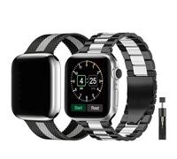 baklon Pack 2 Metal Strap Compatible with Apple Watch Strap 38/40/41/42mm, Replacement Wristband Compatible with iWatch Series Ultra SE 3 2 1 Series 11 10 9 8 7 6 5 4,Black&Silver
