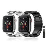 baklon Pack 2 Metal Strap Compatible with Apple Watch Strap 38/40/41/42mm, Replacement Wristband Compatible with iWatch Series Ultra SE 3 2 1 Series 11 10 9 8 7 6 5 4,Black Silver