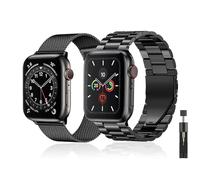 baklon Pack 2 Metal Strap Compatible with Apple Watch Strap 38/40/41/42mm, Stainless Steel Replacement Wristband Compatible with iWatch Series Ultra SE 3 2 1 Series 11 10 9 8 7 6 5 4,Black