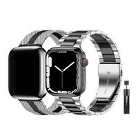 baklon Pack 2 Metal Strap Compatible with Apple Watch Strap 42/44/45/46/49mm, Replacement Wristband Compatible with iWatch Series Ultra SE 3 2 1 Series 11 10 9 8 7 6 5 4,Black+Silver