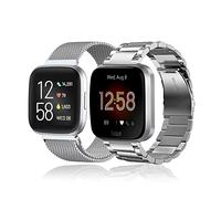 baklon Pack 2 Metal Strap Compatible with Fitbit Sense Strap/ Versa3/ Versa4 Strap, Metal Stainless Steel Replacement Straps for Fitbit Sense/ Versa3/ Versa4, Silver…
