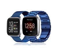 baklon Pack 2 Metal Strap Compatible with Fitbit Versa Strap/Versa 2 Strap, Metal Stainless Steel Replacement Straps for Fitbit Versa 2/ Versa/Versa Lite, Blue…