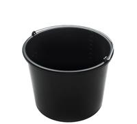 BAKOKI Robust mortar bucket 12 L made of recycled LDPE with metal headband and inner scale - concrete bucket, cement bucket, cleaning bucket & water bucket for construction site, garden & household