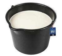 BAKOKI Robust Mortar Bucket with Spout 12 L Made of Recycled LDPE with Metal Headband and Inner Scale - Concrete Bucket, Cement Bucket, Cleaning Bucket & Water Bucket for Construction Site, Garden