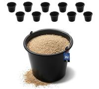 BAKOKI Robust Set of 10 Mortar Buckets 5 L Recycled LDPE with Metal Headband and Inner Scale - Concrete Bucket, Cement Bucket, Cleaning Bucket & Water Bucket for Construction Site, Garden & Household