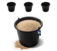 BAKOKI Robust set of 3 mortar buckets, 5 L, made of recycled LDPE with metal headband and inner scale, concrete bucket, cement bucket, cleaning bucket and water bucket for construction site, garden
