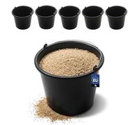 BAKOKI Robust Set of 5 Mortar Buckets 5 L Made of Recycled LDPE with Metal Headband and Inner Scale - Concrete Bucket, Cement Bucket, Cleaning Bucket & Water Bucket for Construction Site, Garden