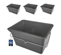 BAKOKI Set of 3 Paint Buckets 12 L - Square Plastic Painting Bucket with Metal Handle and Pouring Rim, Stackable, Lightweight and Durable, Perfect for Mixing and Transporting Paint during Renovation