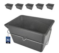 BAKOKI Set of 5 Paint Buckets 12 L - Rectangular Painting Bucket Plastic Metal Handle Watering Rim, Shatterproof and Lightweight, Suitable as a Cleaning Bucket and for Gardening, for DIY and