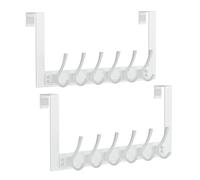 BAKON 2 Packs Over The Door Hooks with 6 Hook, Heavy Duty Over Door Hanger for Hanging Clothes Coat Hat Jacket, Door Coat Rack for Bathroom Closet Laundry Bedroom Kitchen Living Room Home Organizer