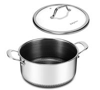 Bakoniion Hybrid Nonstick 5 QT Stockpot with Lid Two Handles, Stainless Steel Stockpot with Honeycomb Texture,Compatible with All Cooktops,Dishwasher and Oven Safe