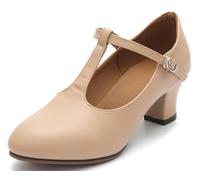 BAKPH 2'' Character Shoes for Women T-Strap Dance Heels for Ballroom Latin Salsa Flamenco Tango, A1 - Tan, 8.5 UK